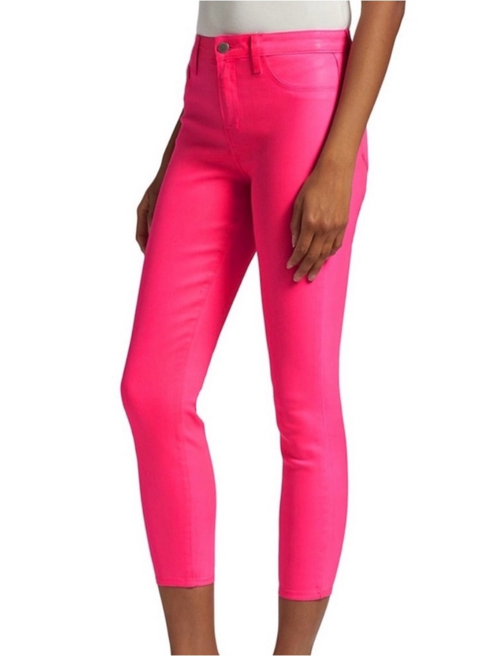 L'AGENCE Neon Pink Ankle Crop Jeans